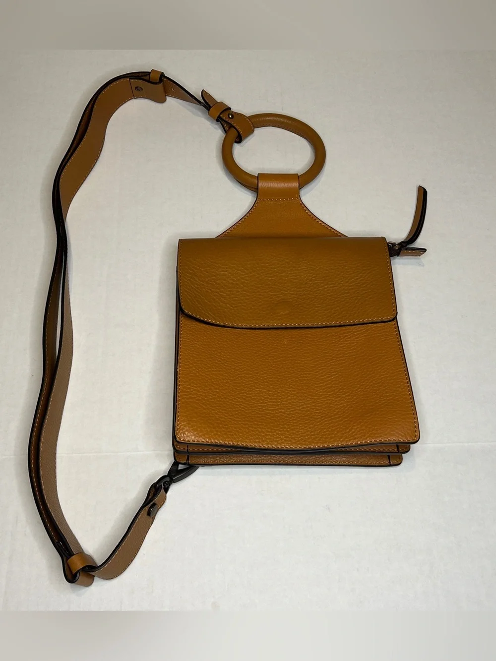 Sundance Tan Leather Crossbody Bag with Ring Handle